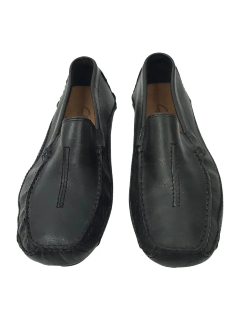 Clarks Leather Driving Loafers Mens 10 M Black Slip On Casual Shoes Moccasins